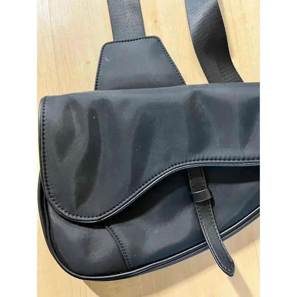 Unbranded Black Nylon Saddle Bag Crossbody Purse Y2K Streetwear Utility Unisex
